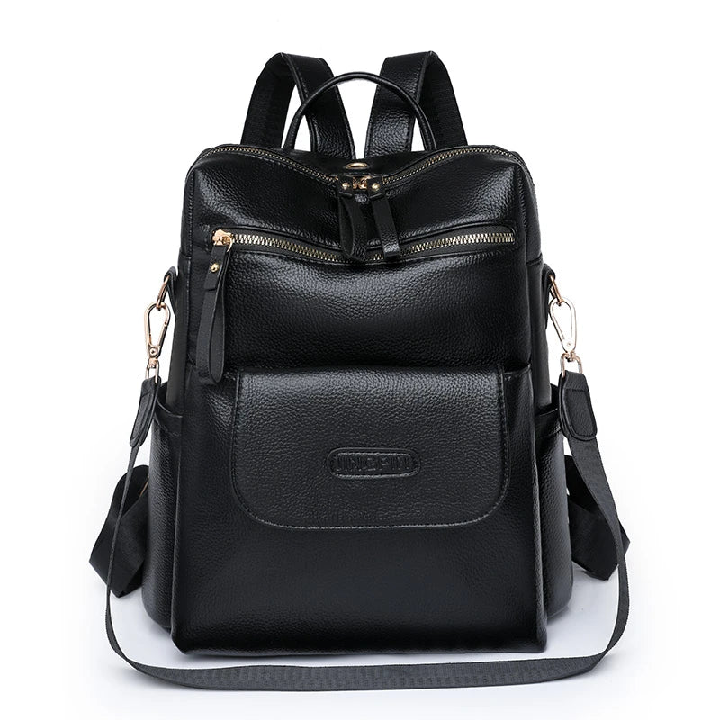 Casual Leather Backpack for Women Large Capacity Travel Bag