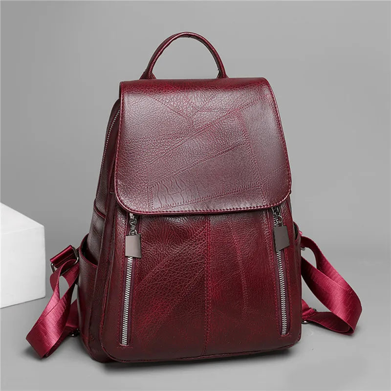 Waterproof PU Leather Backpack Large Capacity