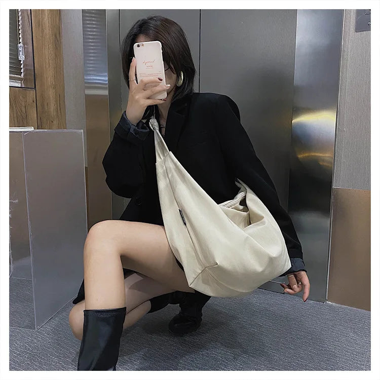 Canvas Tote Bags Women Casual Wild Ladies Handbags Solid Shoulder Women Bag