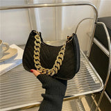 Casual Texture Retro Chain One Shoulder Underarm Bag Handbag for Women