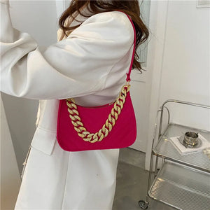 Casual Texture Retro Chain One Shoulder Underarm Bag Handbag for Women