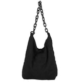 Leopard Pattern Corduroy Shoulder Bag with Thick Chain - Women's Retro Handbag