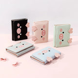 Cartoon Pig Wallet PU Leather Women Purse Trifold Small Money Purses