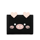 Cartoon Pig Wallet PU Leather Women Purse Trifold Small Money Purses