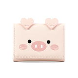 Cartoon Pig Wallet PU Leather Women Purse Trifold Small Money Purses