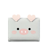 Cartoon Pig Wallet PU Leather Women Purse Trifold Small Money Purses