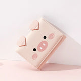 Cartoon Pig Wallet PU Leather Women Purse Trifold Small Money Purses