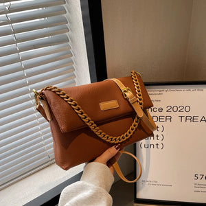 Casual Women Pu Leather Shoulder Bags Chain Big Pockets High Capacity Crossbody