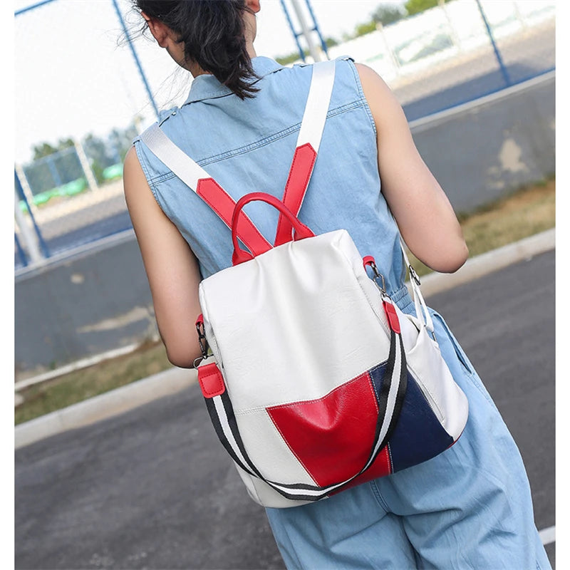 PU Leather Women Backpack Anti-Theft Travel Large School Bags for Teenage Girls