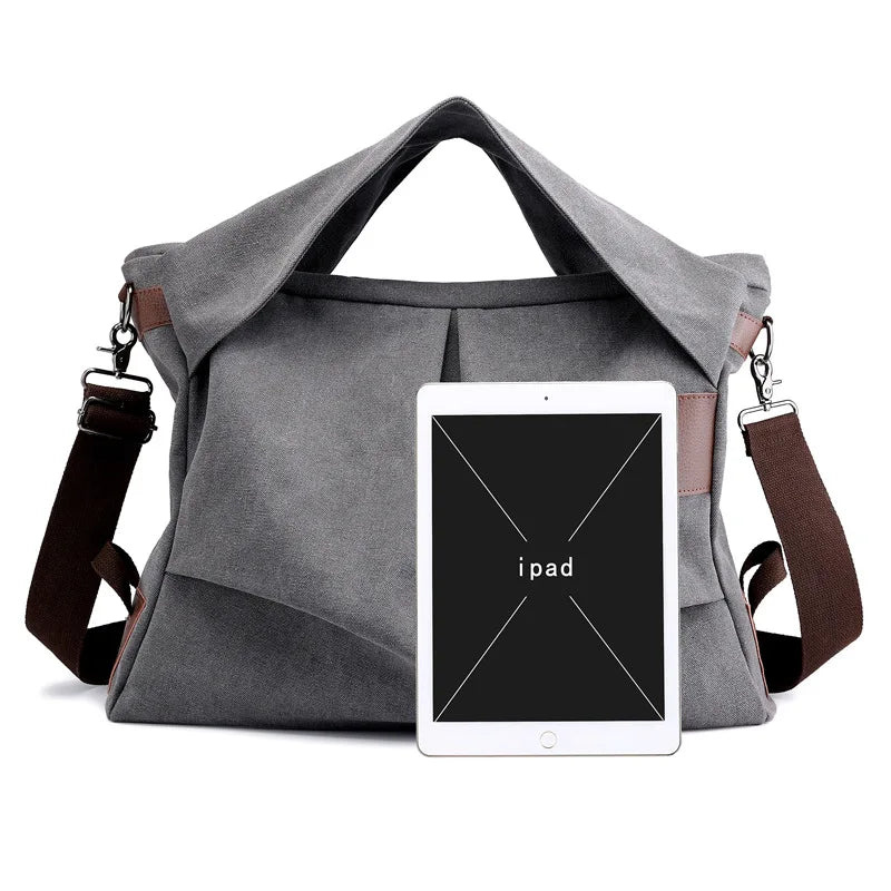 Canvas Foldable Women's Large Capacity Messenger Bag