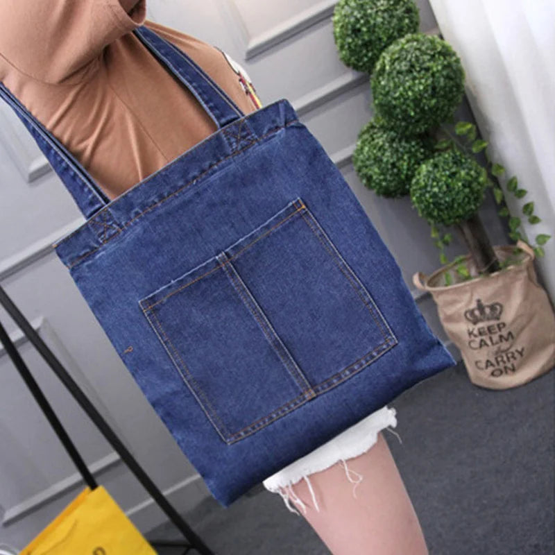 Women Shoulder Bags Casual Handbag Street Canvas Denim Shoulder B