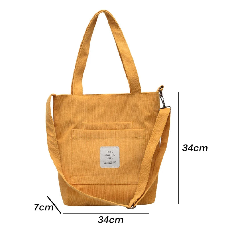 Literary Canvas Bag Women's Shoulder Bags Portable Large Capacity Messenger Bags