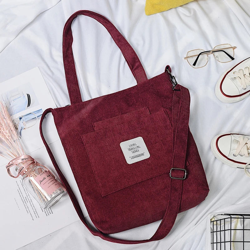 Literary Canvas Bag Women's Shoulder Bags Portable Large Capacity Messenger Bags