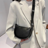 Semicircle Ladies Bag Retro Wide Strap Single Shoulder Messenger Bag