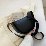 Semicircle Ladies Bag Retro Wide Strap Single Shoulder Messenger Bag
