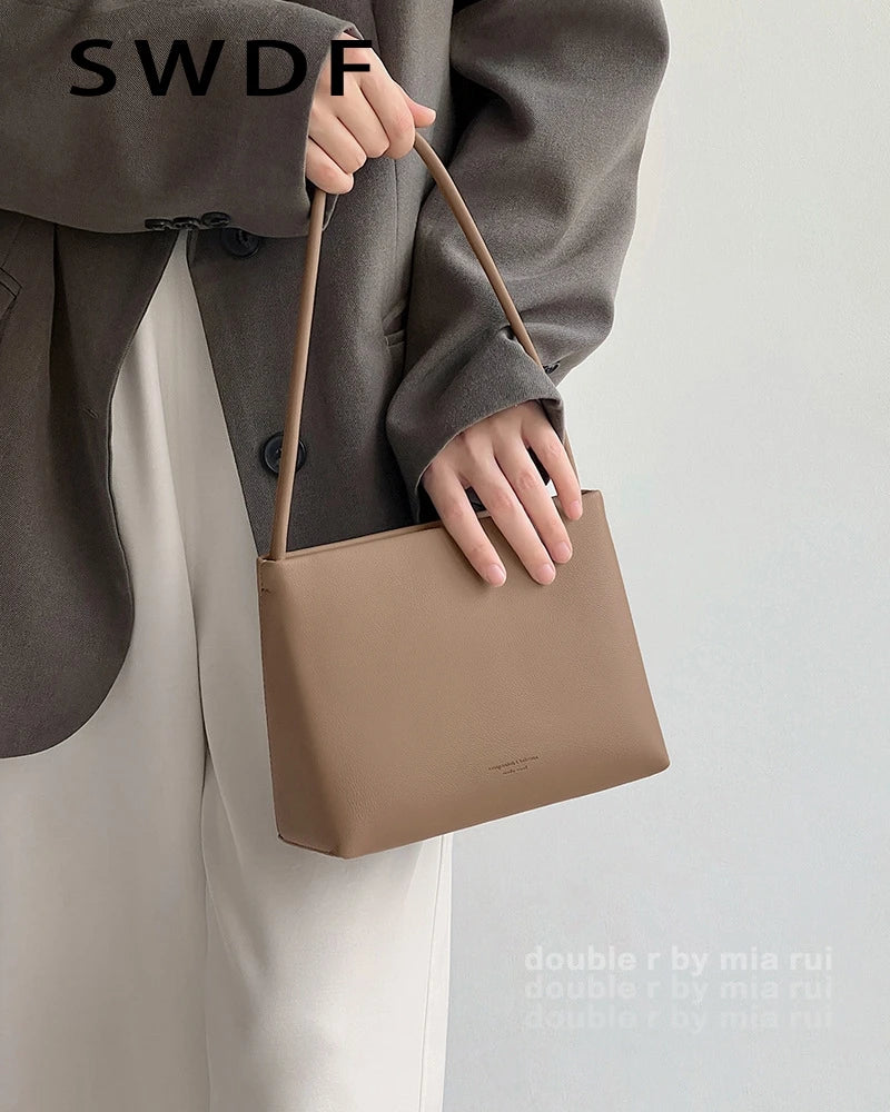 Retro Casual Lady Underarm Handbag Pu Leather Shoulder Bag