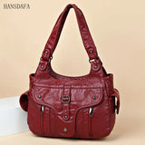 Soft Large Capacity Leather Tote Bags High Female Shoulder Bags