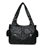 Soft Large Capacity Leather Tote Bags High Female Shoulder Bags