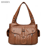 Soft Large Capacity Leather Tote Bags High Female Shoulder Bags