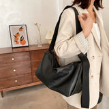 Retro PU Leather Shoulder Bag Large Capacity Casual Women Handbag