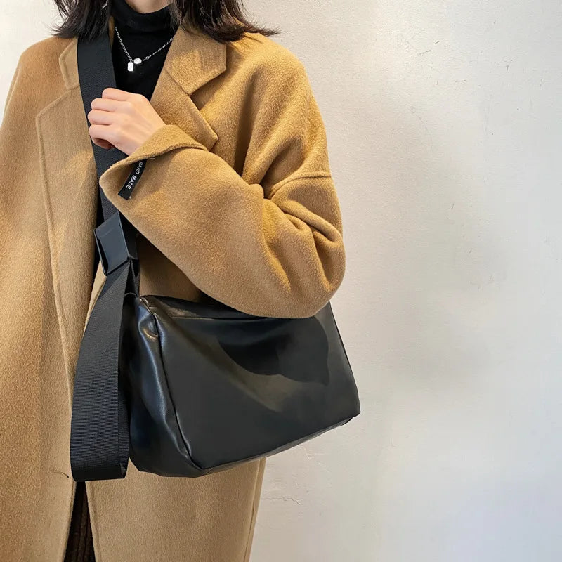 Retro PU Leather Shoulder Bag Large Capacity Casual Women Handbag