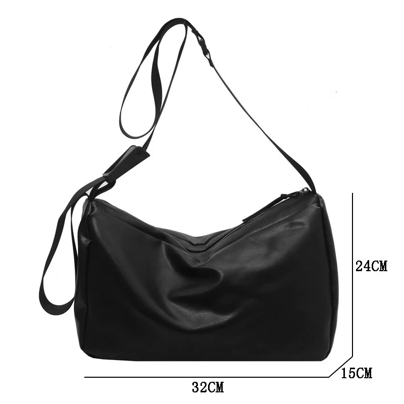Retro PU Leather Shoulder Bag Large Capacity Casual Women Handbag