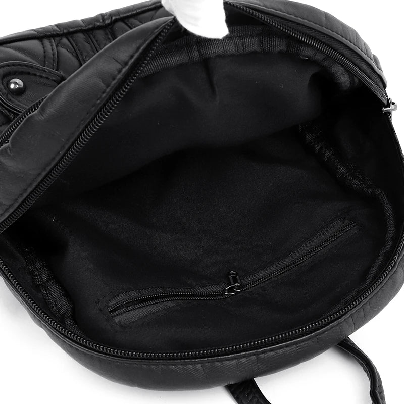 Women's Small Shoulder Bags Soft Leather Ladies Backpack Multifunctional