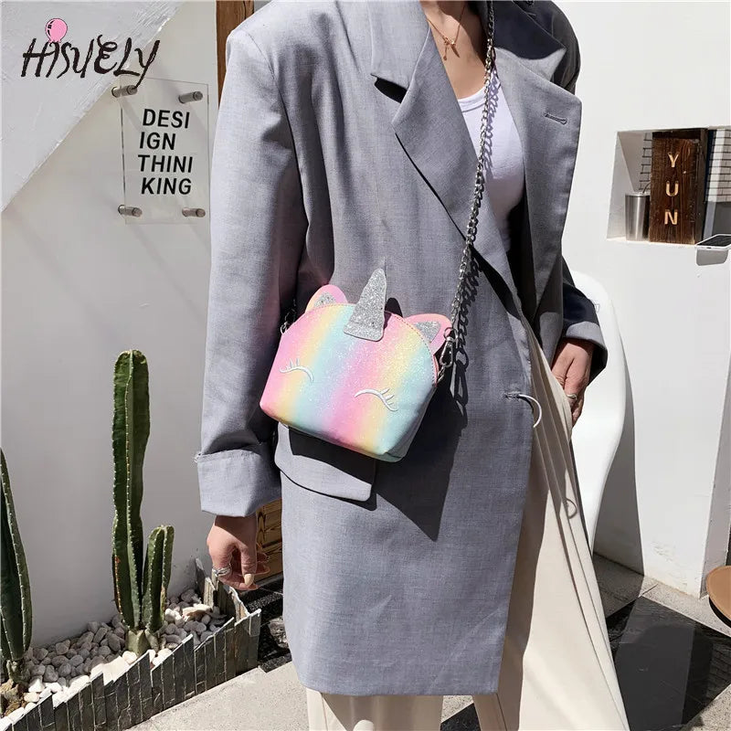 Cat Laser Sequin Crossbody Bag Chain Shoulder Bag