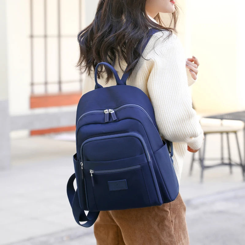 Casual Double Zipper Women Backpack High Capacity Students School Girl Shoulder