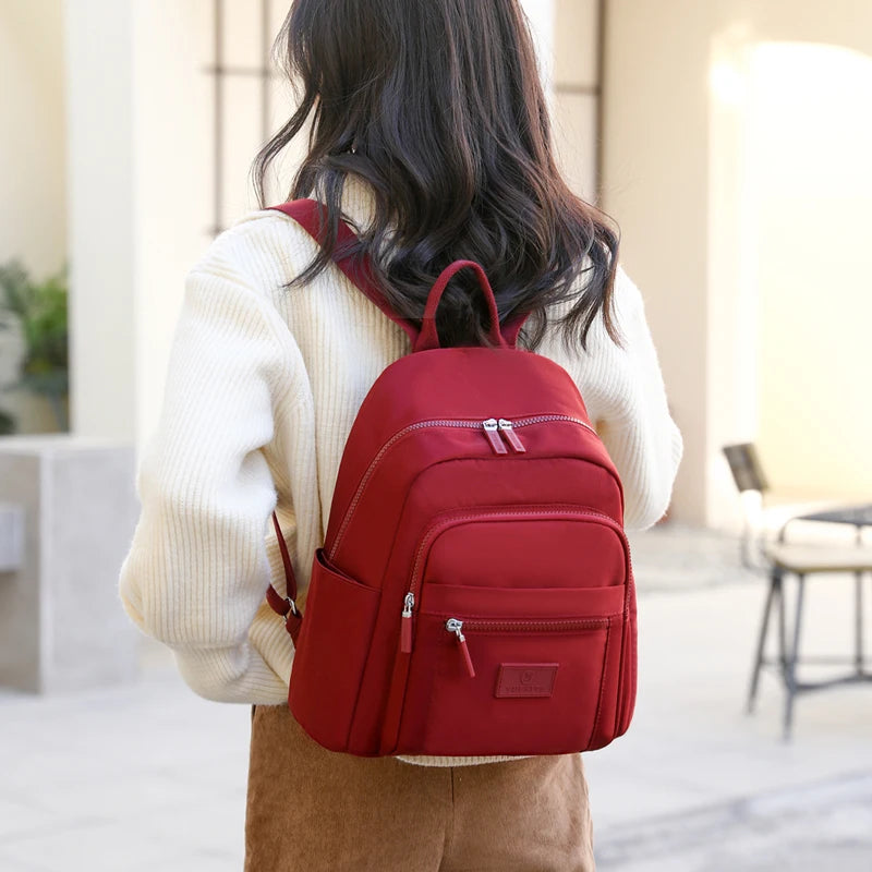 Casual Double Zipper Women Backpack High Capacity Students School Girl Shoulder