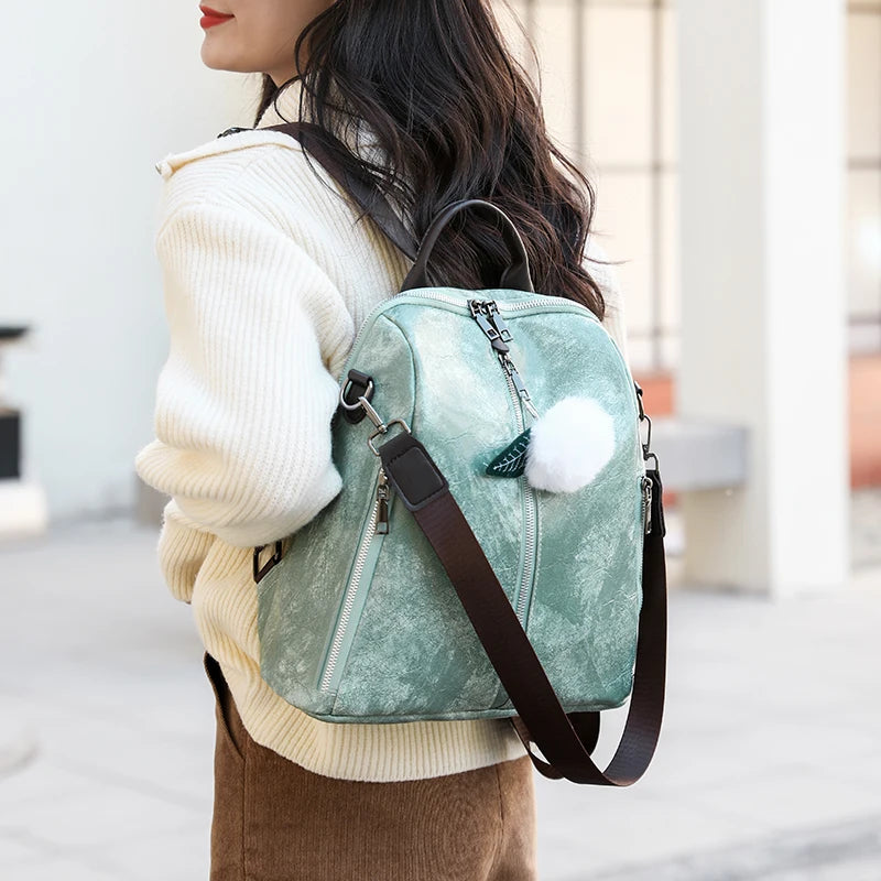 Casual Women PU Backpack Large Pockets High Capacity Students Girl Shoulder Bags