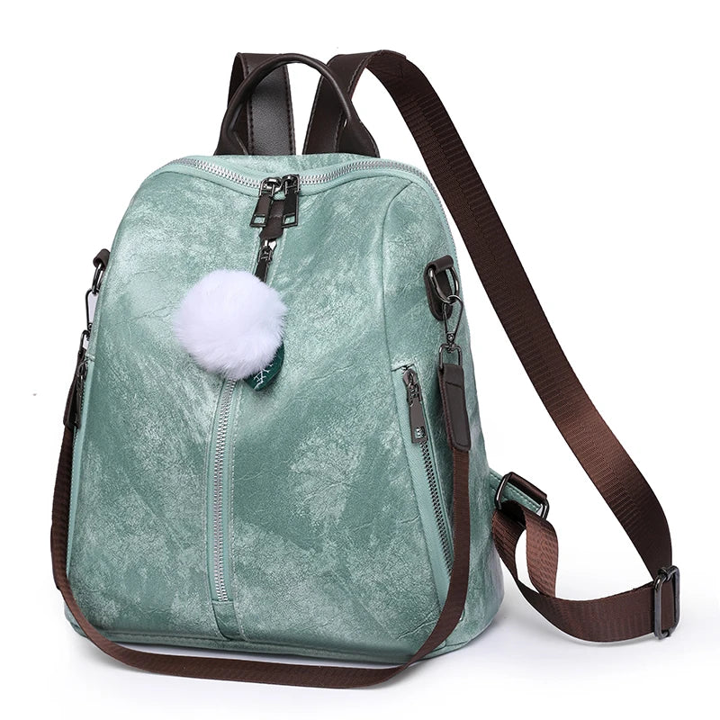 Casual Women PU Backpack Large Pockets High Capacity Students Girl Shoulder Bags
