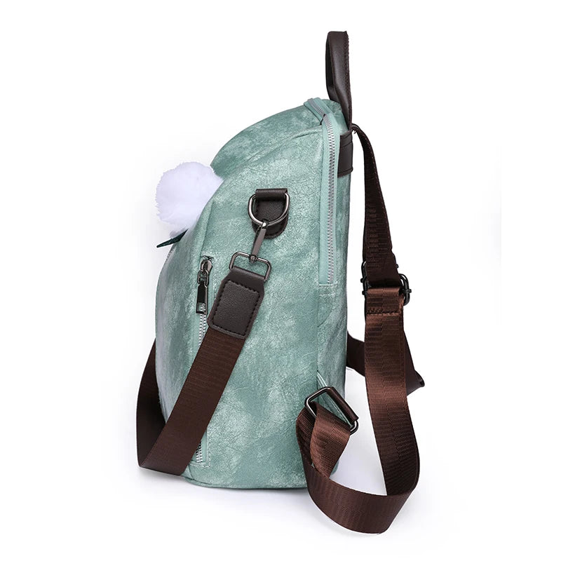 Casual Women PU Backpack Large Pockets High Capacity Students Girl Shoulder Bags