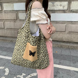 Spring Leopard Butterfly Shoulder Bag Large Capacity Ladies Tote