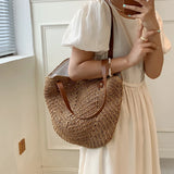 Summer Woven Bag Female Straw Shoulder Bag Straw Handbag Beach Bag Women