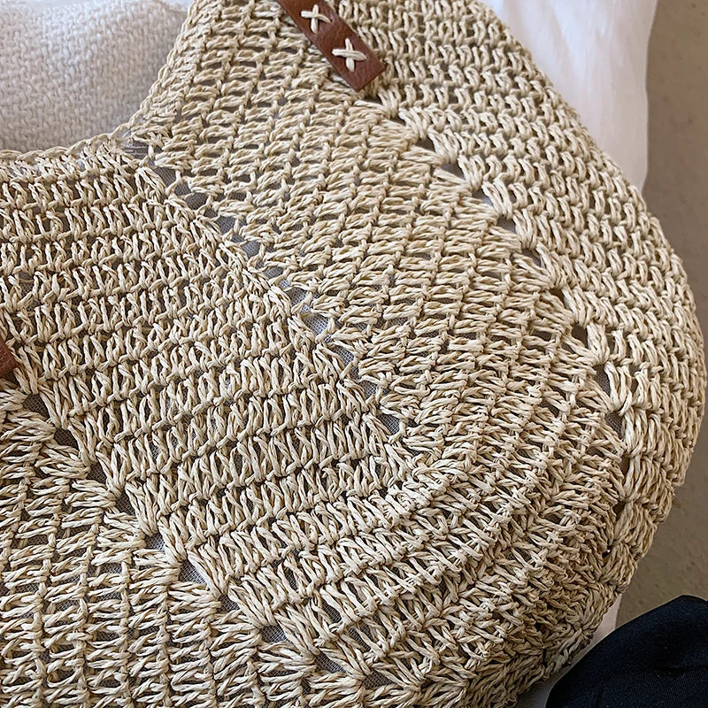 Summer Woven Bag Female Straw Shoulder Bag Straw Handbag Beach Bag Women