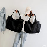Canvas Casual Shopper Solid Travel Shoulder School Shopping Bags Women's Tote Ba