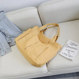 Canvas Casual Shopper Solid Travel Shoulder School Shopping Bags Women's Tote Ba