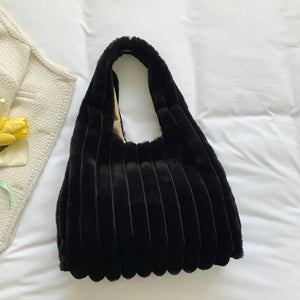 Winter Plush Shoulder Tote Bag for Women