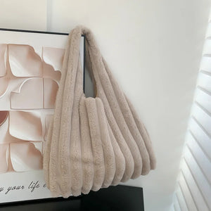 Winter Plush Shoulder Tote Bag for Women
