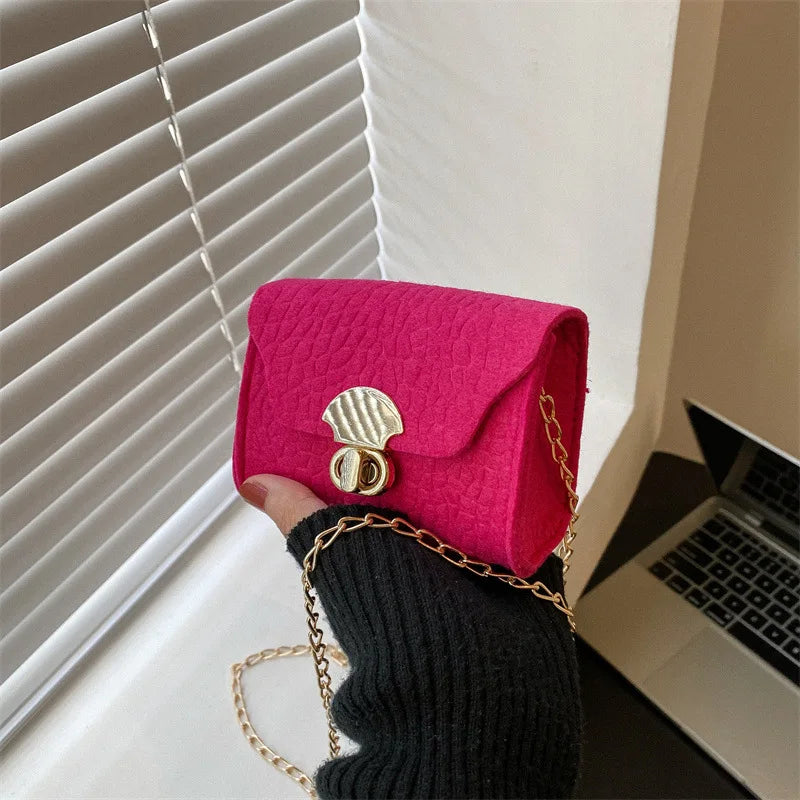 Casual Solid Felt Mini Tote Bag Single Shoulder Small Square