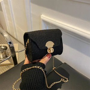 Casual Solid Felt Mini Tote Bag Single Shoulder Small Square