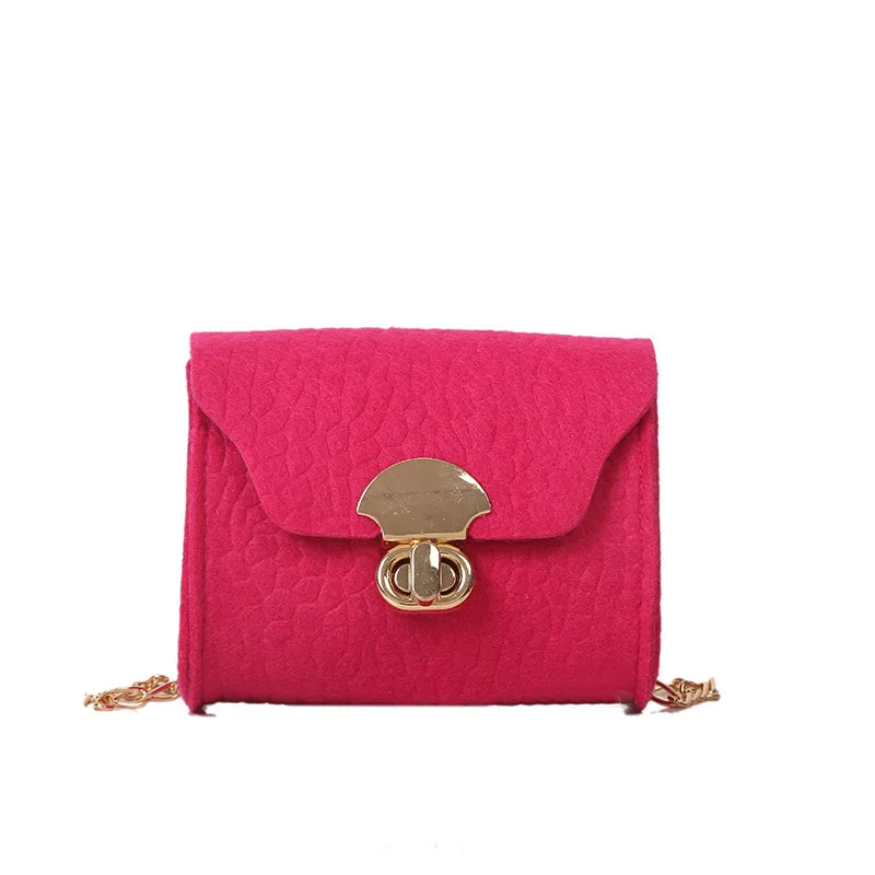 Casual Solid Felt Mini Tote Bag Single Shoulder Small Square