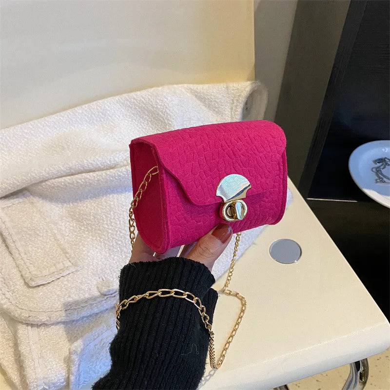 Casual Solid Felt Mini Tote Bag Single Shoulder Small Square