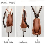 Vintage Leather Ladies' Anti-Theft Backpack & Shoulder Bag