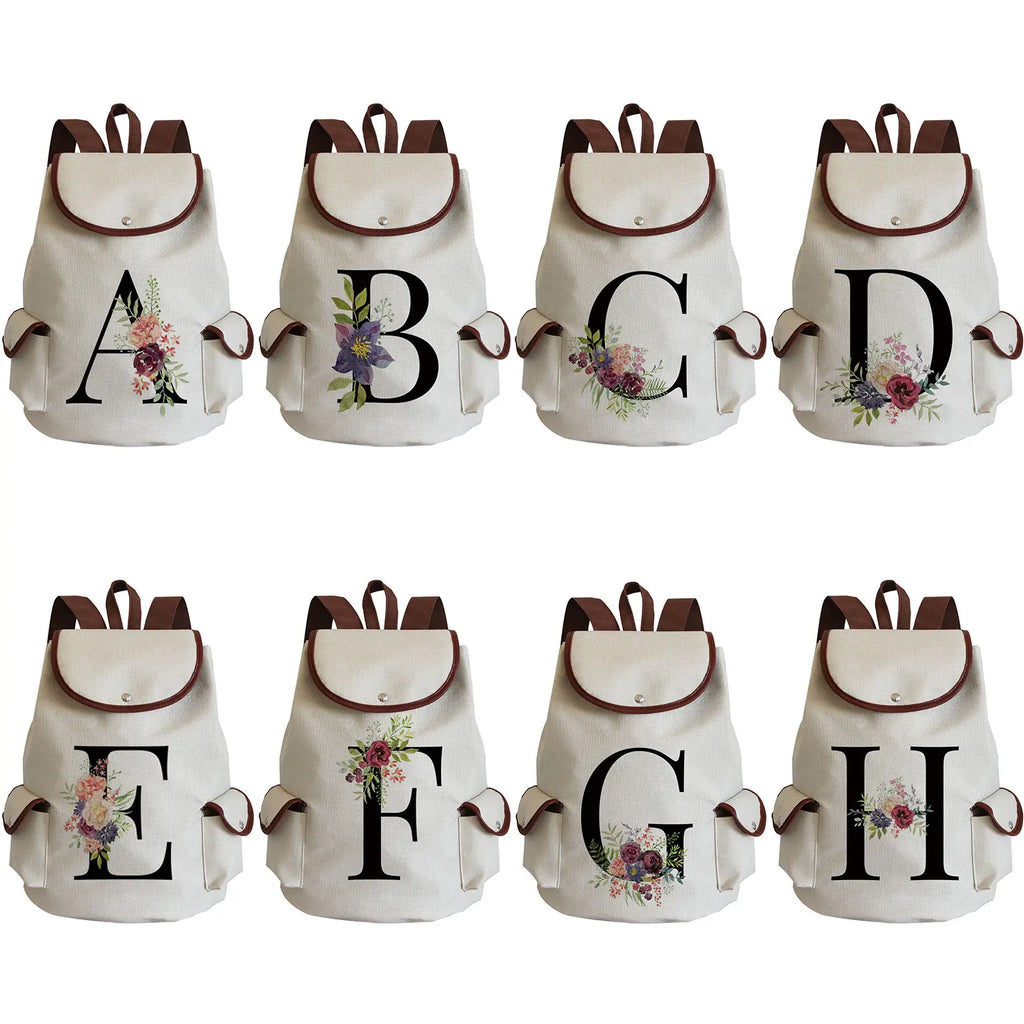 Floral Print Backpack School Bag Personalized Name Eco Friendly Outdoor Travel P