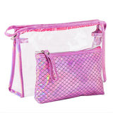 2PCS Fish Scales Laser Make Up Bag Transparent PVC Cosmetic Bag Waterproof