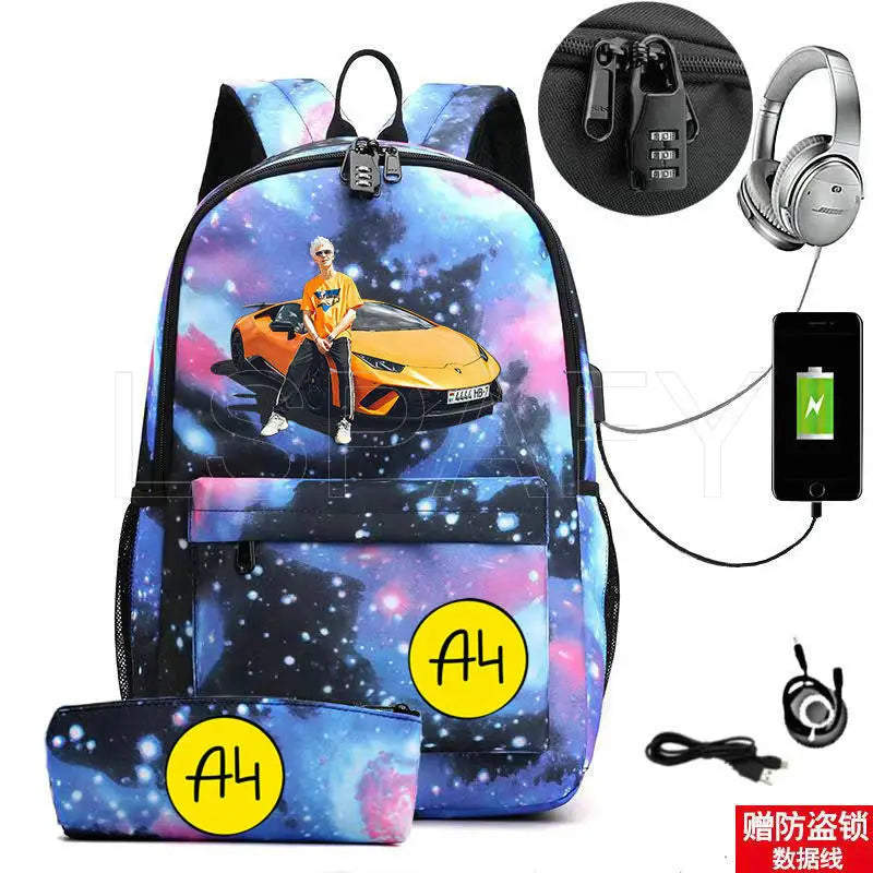 2Pcs ?4 ???? ?????? Backpack for Boys Girls Casual School Students Backpack