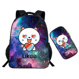 2Pcs Likee Backpack Laptop Bag For Teens Boys Girls School Bags Cat Unicorn