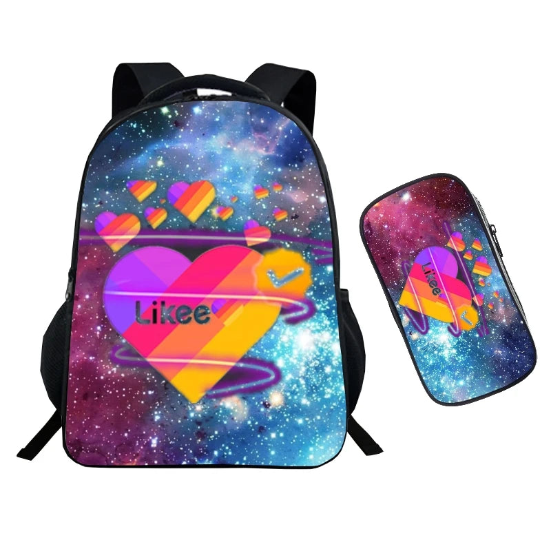 2Pcs Likee Backpack Laptop Bag For Teens Boys Girls School Bags Cat Unicorn
